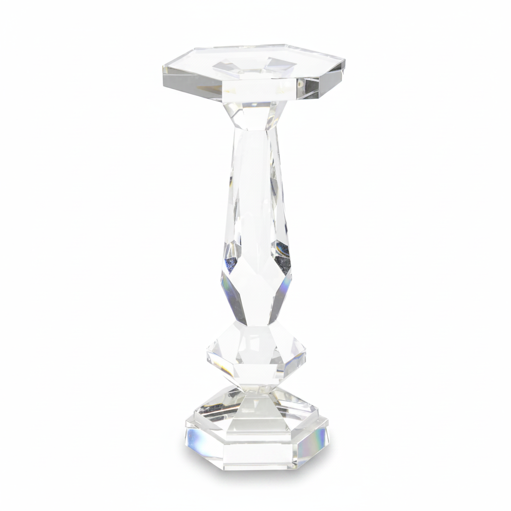 Clear crystal table on a white background