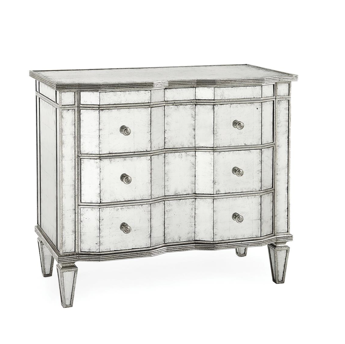 John-Richard eglomise three-drawer chest with silver-leaf molding | Cayen Home