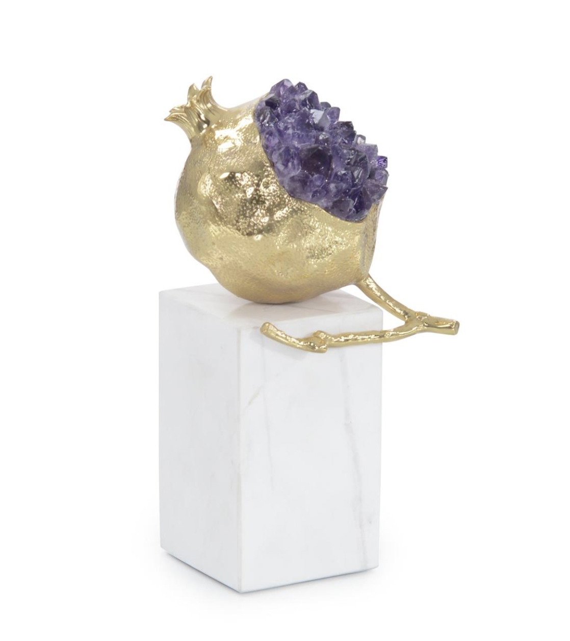 John-Richard brass and amethyst pomegranate sculpture II | Cayen Home
