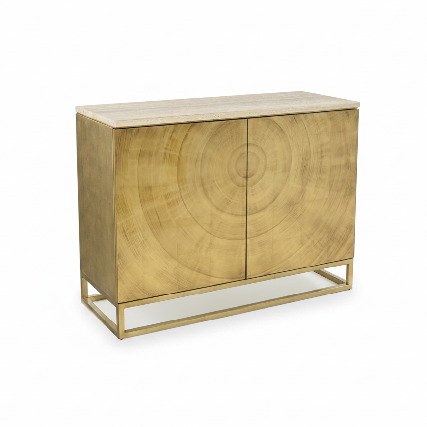 John-Richard Tonatiuh gold two-door cabinet | Cayen Home