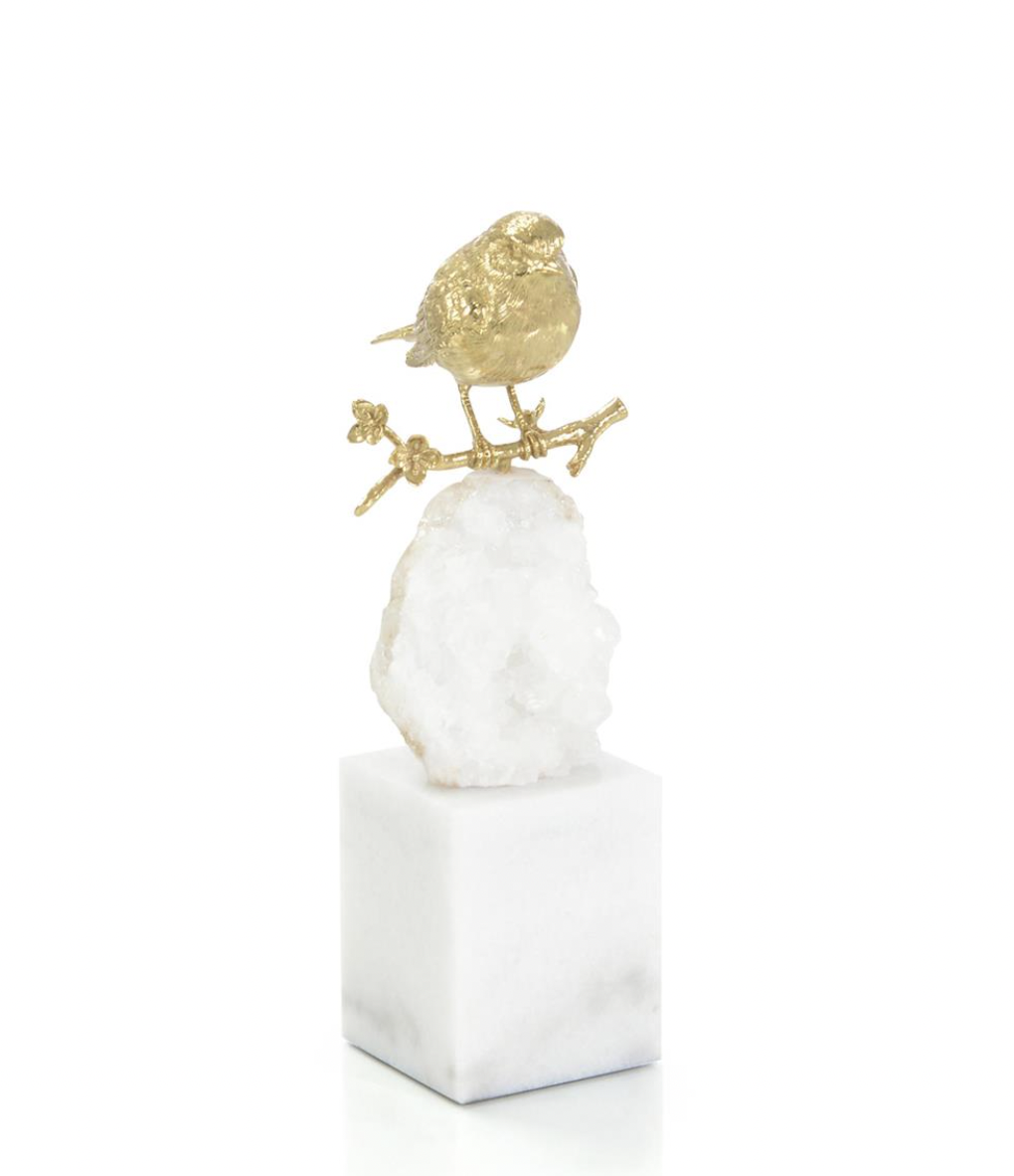 John-Richard brass bird and quartz sculpture II | Cayen Home