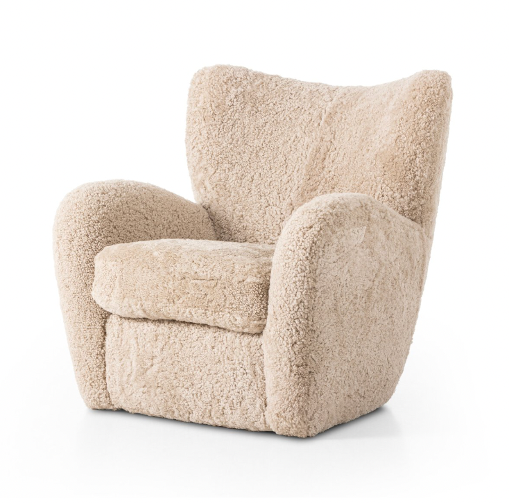 Four Hands Amelie chair, beige shearling | Cayen Home