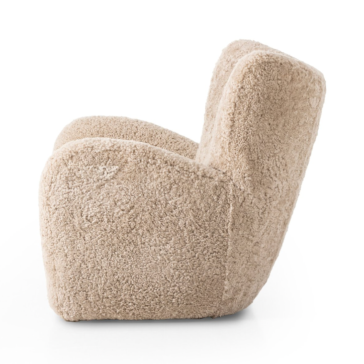 Four Hands Amelie chair, beige shearling, view 2 | Cayen Home