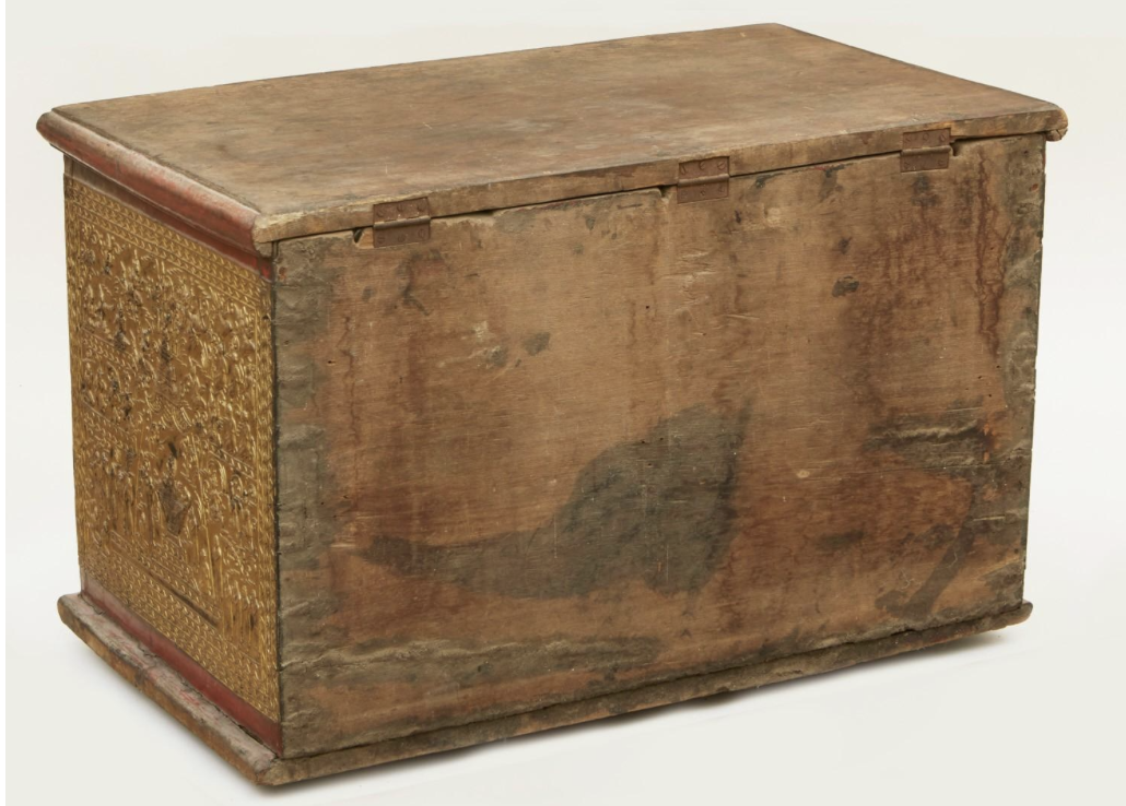 Southeast Asian gilt repousse decorated chest, view 3 | Cayen Home