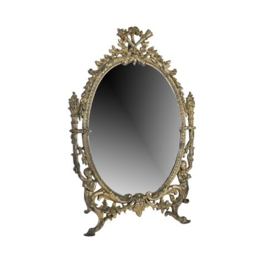 Silvered bronze neoclassical table mirror | Cayen Home
