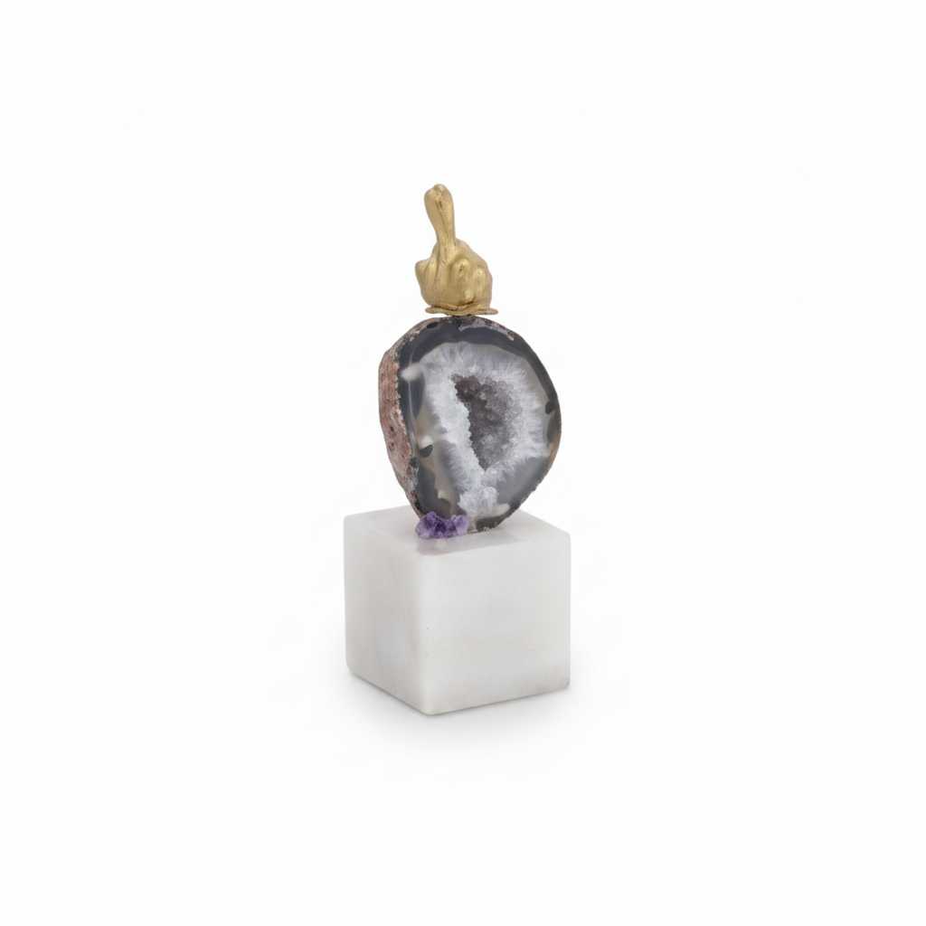 John-Richard brass bird and geode sculpture III | Cayen Home