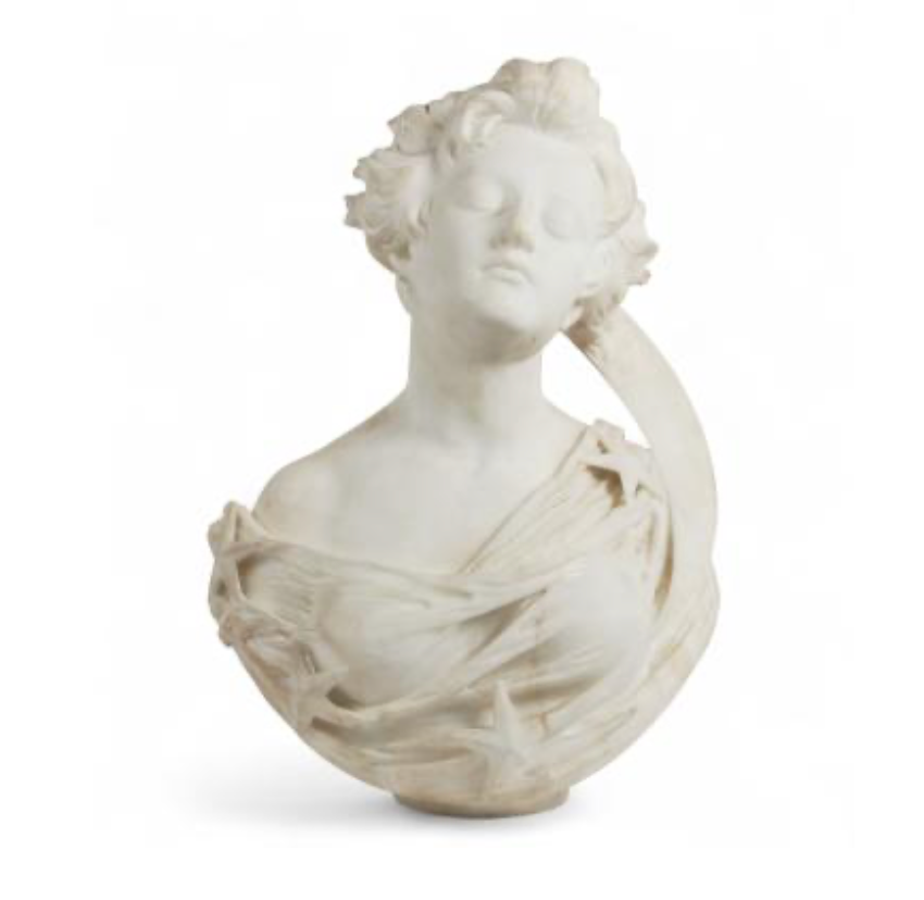 Night, 19th-century carved marble bust, view 2 | Cayen Home