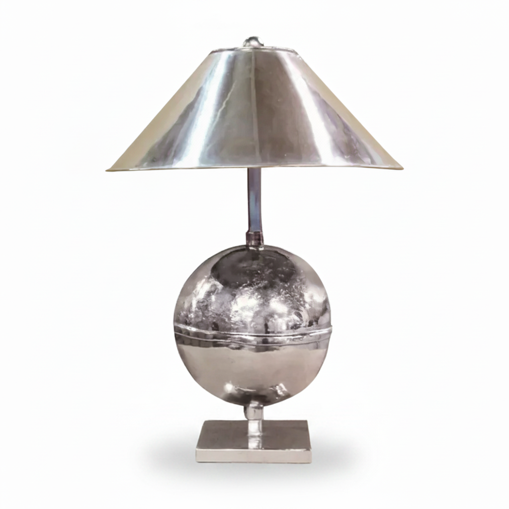 Jan Barboglio Luna lamp, nickel with nickel shade | Cayen Home