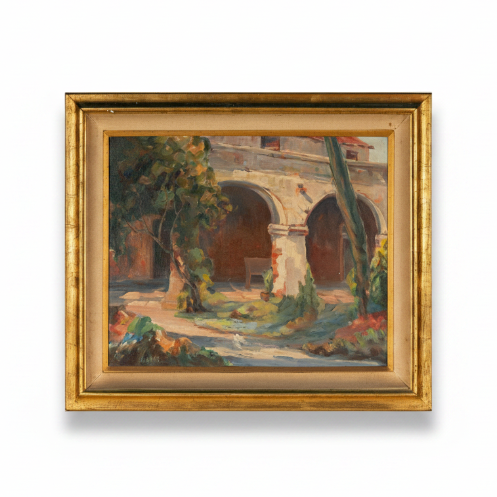 Mission Arcade oil on canvas painting, framed | Cayen Home