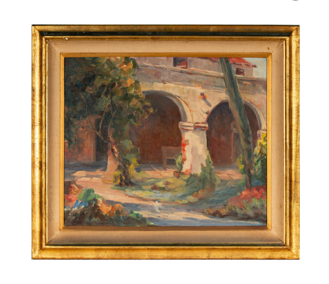 Mission Arcade oil on canvas painting, framed | Cayen Home
