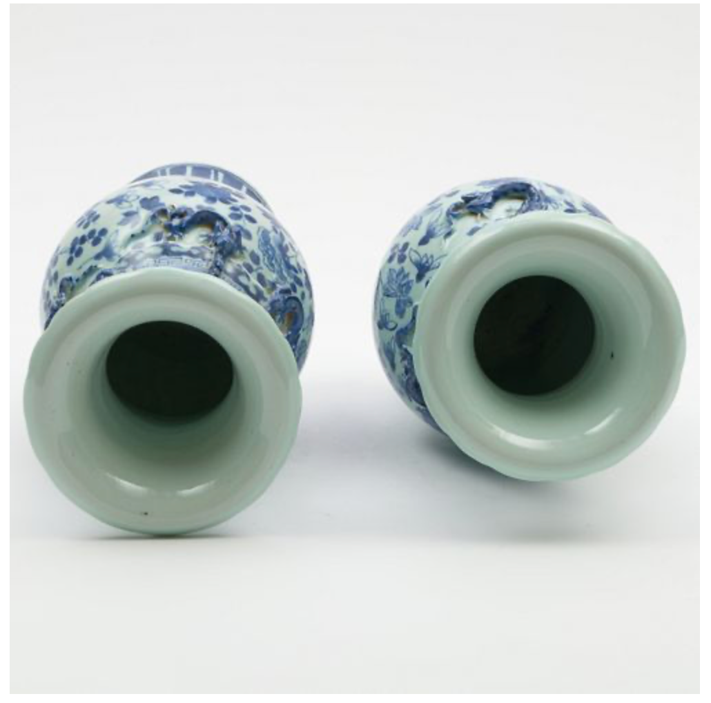 Chinese blue and white porcelain baluster vases, pair, view 2 | Cayen Home