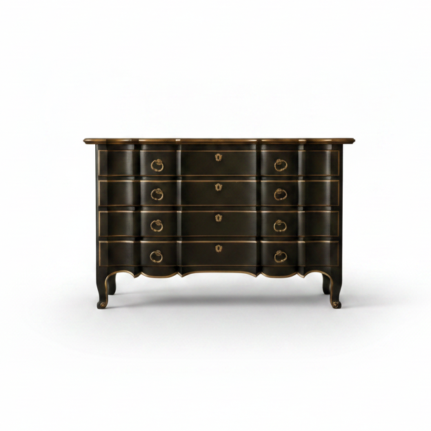 Four-drawer ebonized and gilt chest by Minton Spidell | Cayen Home