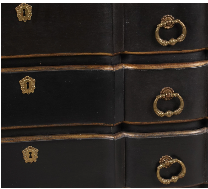 Four-drawer ebonized and gilt chest by Minton Spidell, view 2 | Cayen Home