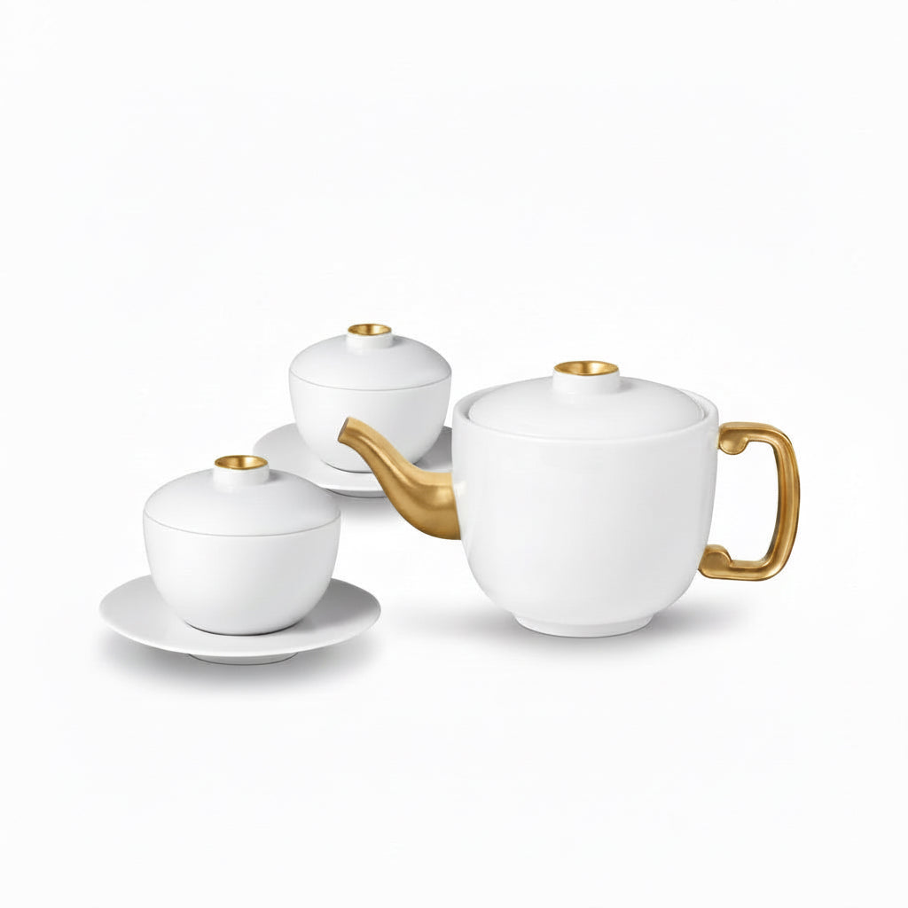 L'Objet Zen teapot with 2 tea cups and saucers | Cayen Home
